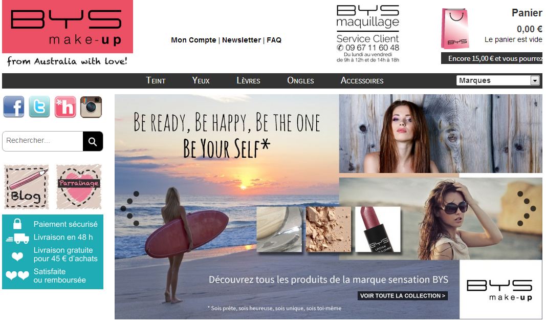 Page d'accueil de la boutique 