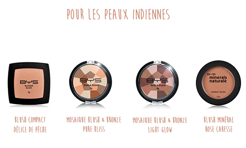 Blushs peaux indiennes BYS Maquillage